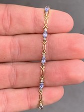 9ct Gold Diamond Tanzanite Bracelet , 9k 375, Heavy 4.6g