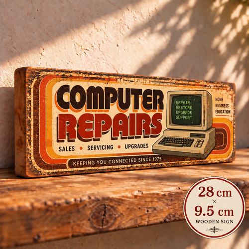 Computer sign retro - sign,