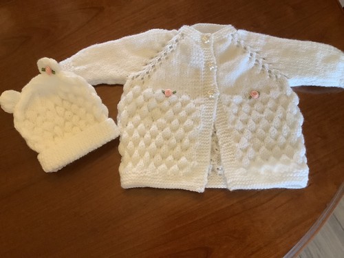 Handknitted baby girl matinee - baby,