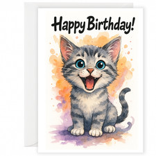 Cute cat birthday - cute, card