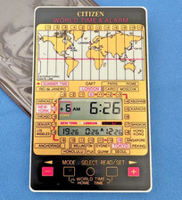 Vintage - LCD - Citizen World Time Card - Quartz Japan - JWCII