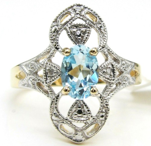 9ct gold ring aqua - aqua, topaz
