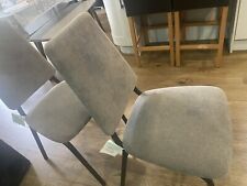CHAIRS IN CHARCOAL FABRIC Set of 2 Dining Chair with Black Metal Legs