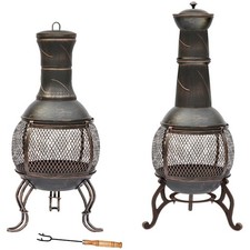 Black Gold Steel Chimnea Fire