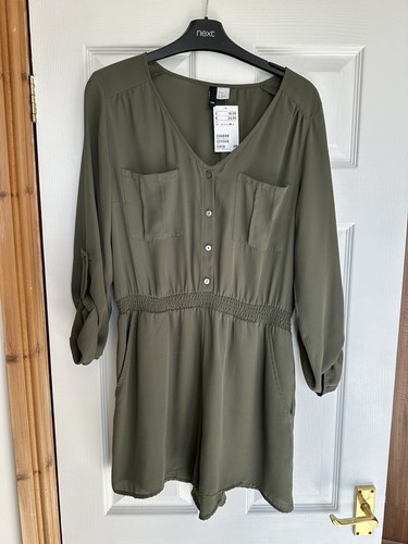Khaki green playsuit size - khaki,