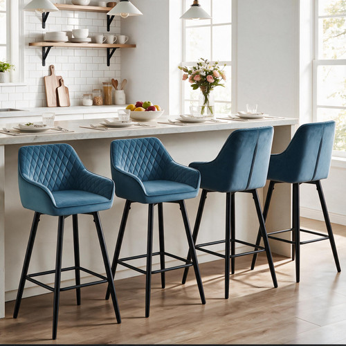 Set bar stools velvet - of,
