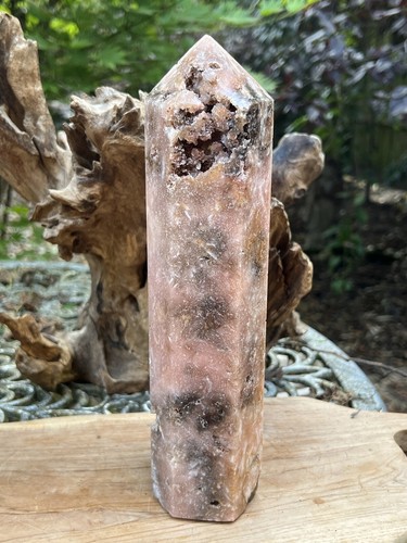 Pink amethyst crystal point - pink,