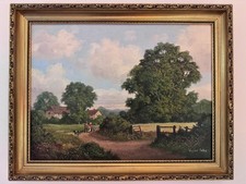 Vincent Selby oil painting on canvas English countryside scene framed 47cm/37cm