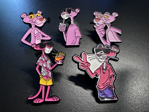 Pink panther enamel pin - pink,
