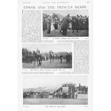 EPSOM RACE COURSE The Prince's Derby - Antique Print 1900