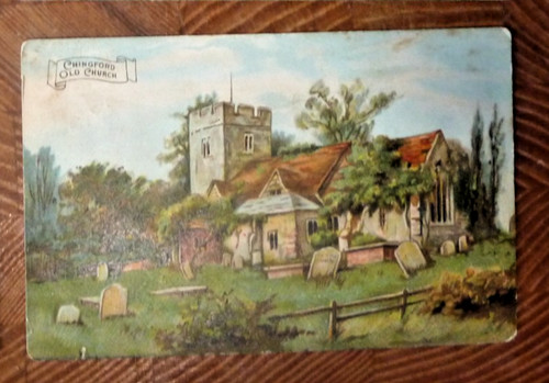 Postcard chingford old church - old,
