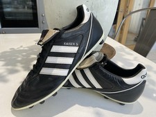 Adidas Kaiser 5 Football Boots UK 9.5 Black Leather FG Moulded Stud Germany Made