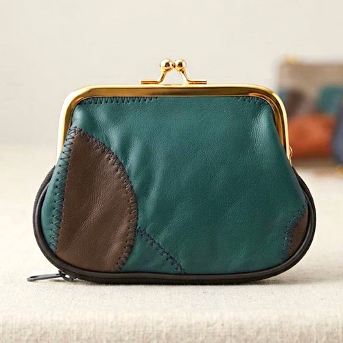 Leather colourblock coin - leather,