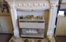 Vintage beige 80's 4 bar gas fire. Working. with back boiler.