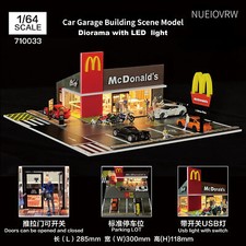 1/64Diorama Car Garage Model LED Lighting Car Parking Lot Scene Model Collection