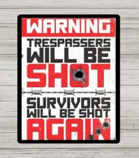 Vintage Warning Metal Sign, Retro Trespassers sign, Man Cave, Plaque, Garage