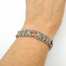 Vintage Marcasite Panel Bracelet Original C 1950s 18.5cm Slide Clasp