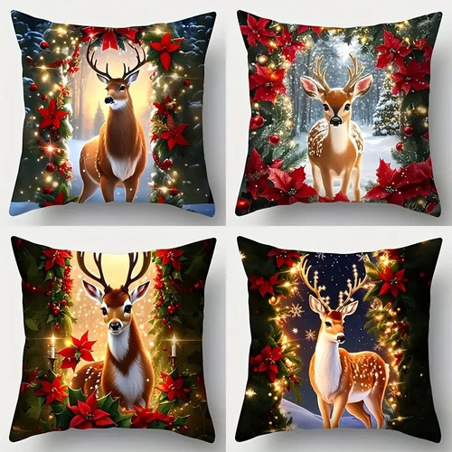 Vibrant reindeer and wreaths - vibrant,