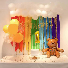 Colorful Birthday Decoration,Rainbow Arch Kit,Rainbow Balloons,7 Rolls Colorful 