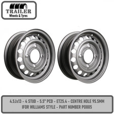 4.5JX13 Trailer 13" Inch Wheel Rim 4 Stud 5.5" PCD Ifor Williams Wessex Style x2