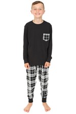 Black and White Check Long Cotton  Pyjamas 9 to 16 Years 
