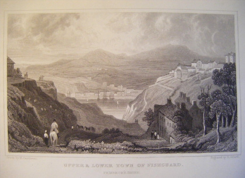 1830 antique print - antique, fishguard