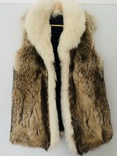 Vintage Bushy Mint Real Coyote White Fox Fur Vest Gilet Coat Jacket Mink 6-10