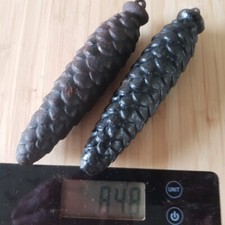 Antique Cuckoo Clock Weights Pine Cone Matched  Pair 424g Each 140mm Long