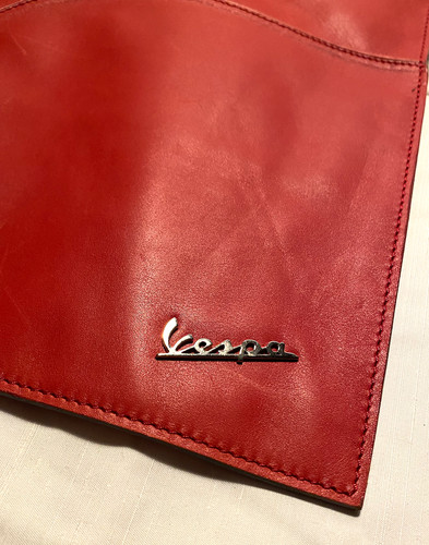 Vespa tote bag red leather - vespa,
