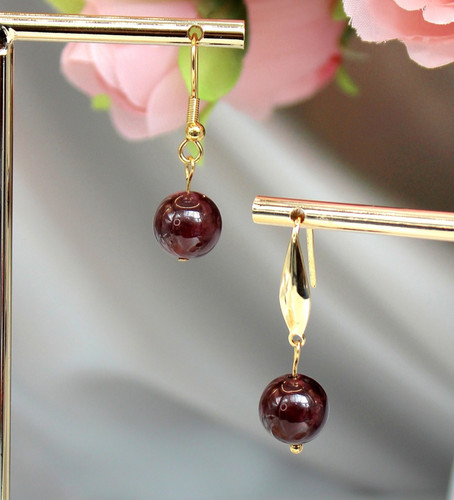 Star garnet drop earrings 10mm - star,