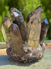 Smoky quartz crystal cluster - quartz,