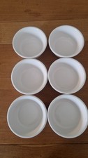 6  Charlie Bigham's White Ribbed Round Pots Dishes Ramekins Stoneware 4.5" x 2"