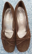 GABOR SIZE 5 BROWN SUEDE COURT SHOES WEDGE HEEL.   H28102625B279A