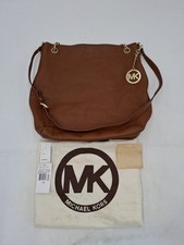 Michael Kors Jet Set Soft Tan Leather Chain Shoulder Hobo Tote Bag & Dust Bag