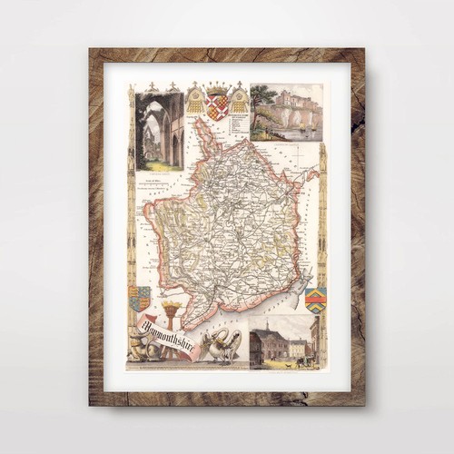 Monmouthshire vintage old map - monmouthshire,