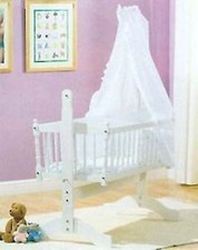 White Broderie Anglais 3piece Swinging Crib Bedding Set