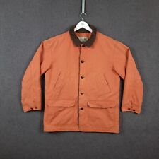 LL BEAN Jacket Mens L Large Orange Barn Coat Sherpa Fleece Lined Hunting Canvas
