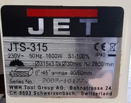 Jet jts 315 professional table - jet,