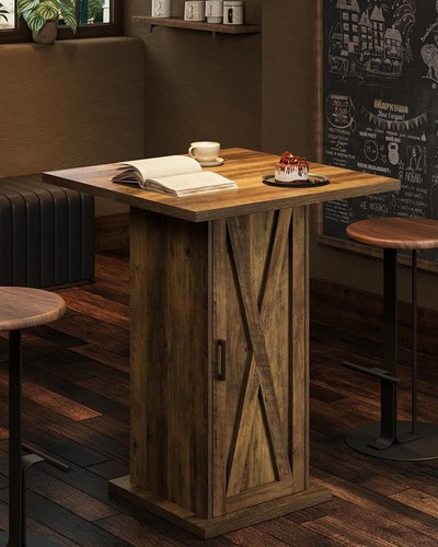 Square bar table with storage - table,