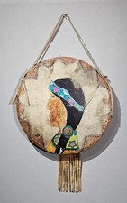 c1940 painted rawhide pow wow