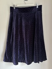 M&S Collection Dark Purple Velvet Polka Dot gothic Skirt – Size 14