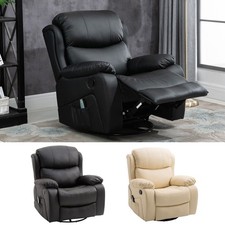 PU Leather Recliner Chair with Massage and Heat Swivel Rocking Armchair