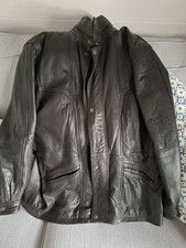 Mens Black Leather Jacket/Coat XL *VGC*