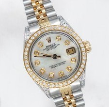 Rolex Datejust Ladies 26mm in Steel & Gold with Diamond Dial, Bezel & Shoulders.