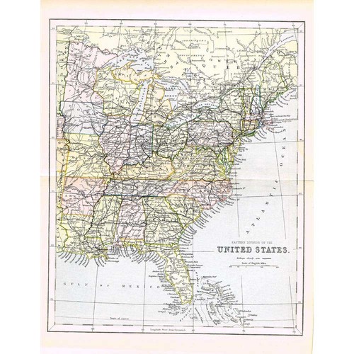 Antique map 1885 united - 1885,