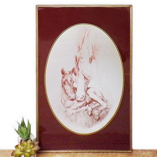 Vintage picture mirror horse - vintage,