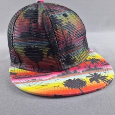 City Hunter USA Snapback Hat Cap Mesh Miami Hawaii Surf Tropical Beach Palm Tree