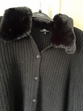 Marks And SpencerLadies Cardi With Detachable Black Fur Collar ( Large) BNWOT