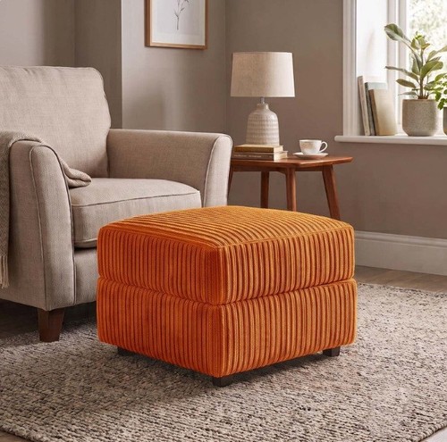 Orange fabric footstool non - orange,