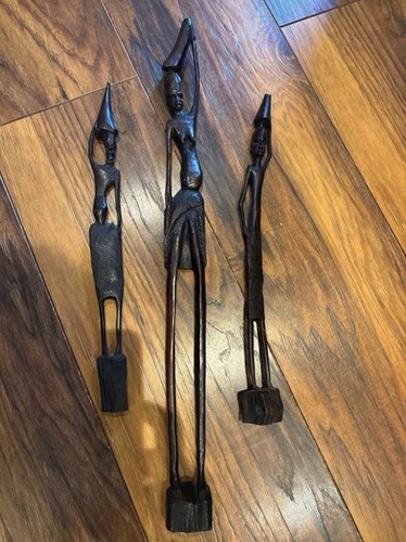 Hand carved wooden african - x3, hand-carved
